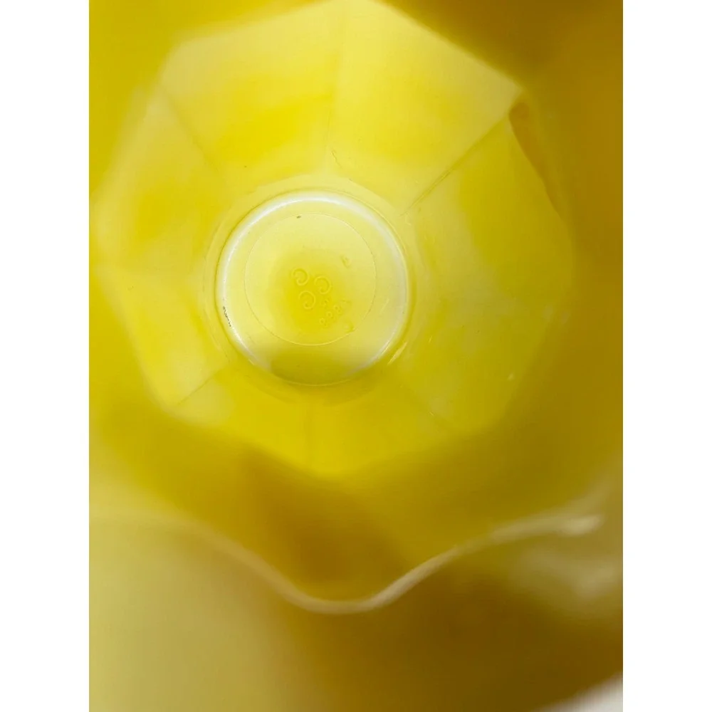 Vintage GGG Frosted Yellow Glass Paneled Vase Flared Rim 8